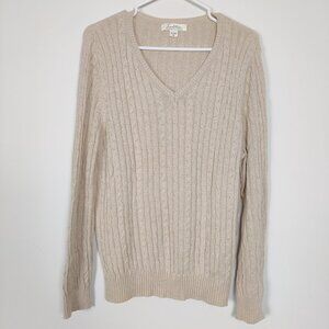 Tradition Country Collection Women's Sweater Size XL 18 Beige Cotton Cable Knit